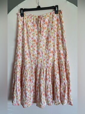 Arizona Jean Company Peach & Cream Floral Maxi Skirt